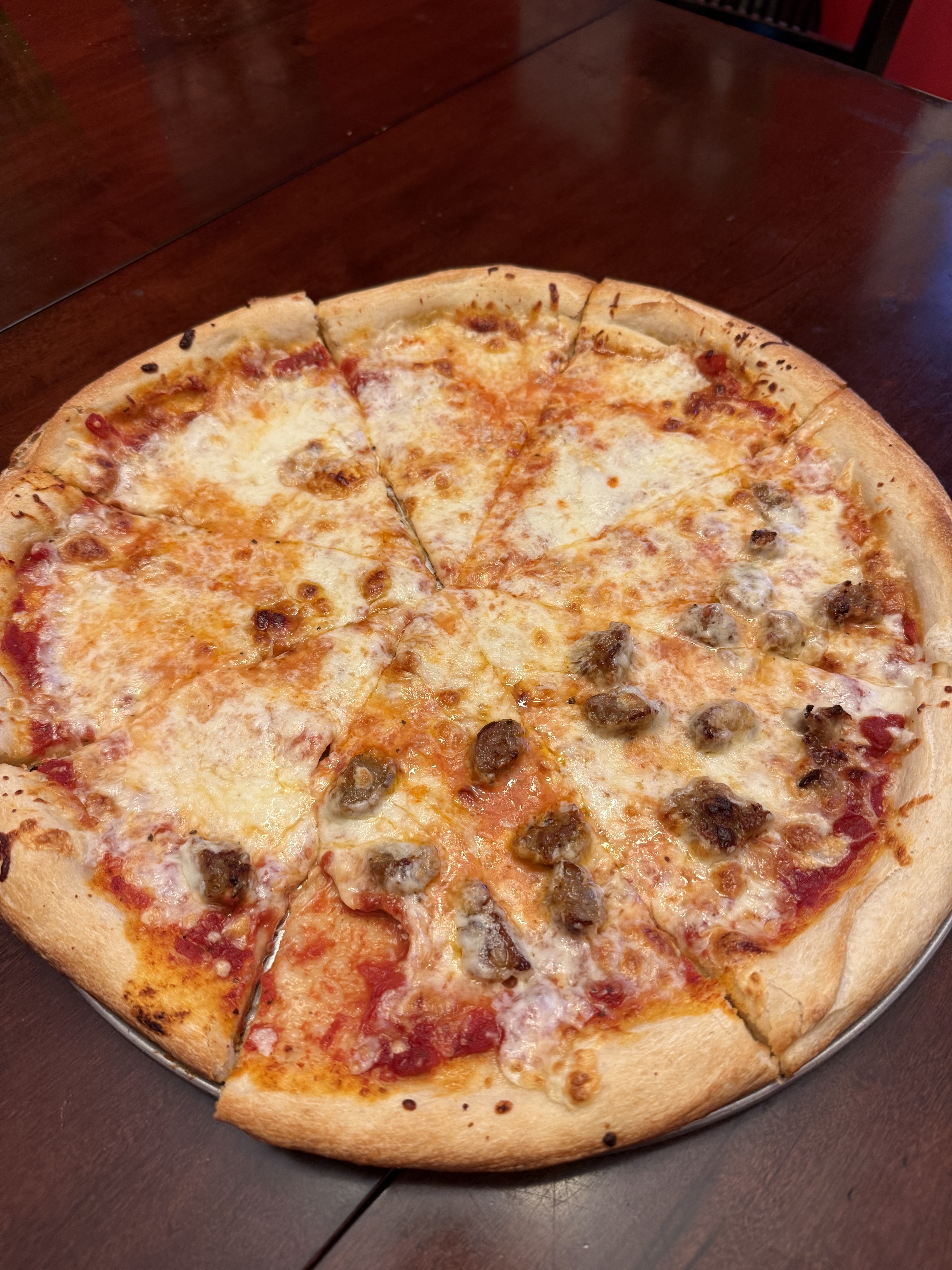 A homemade NYC-style pizza