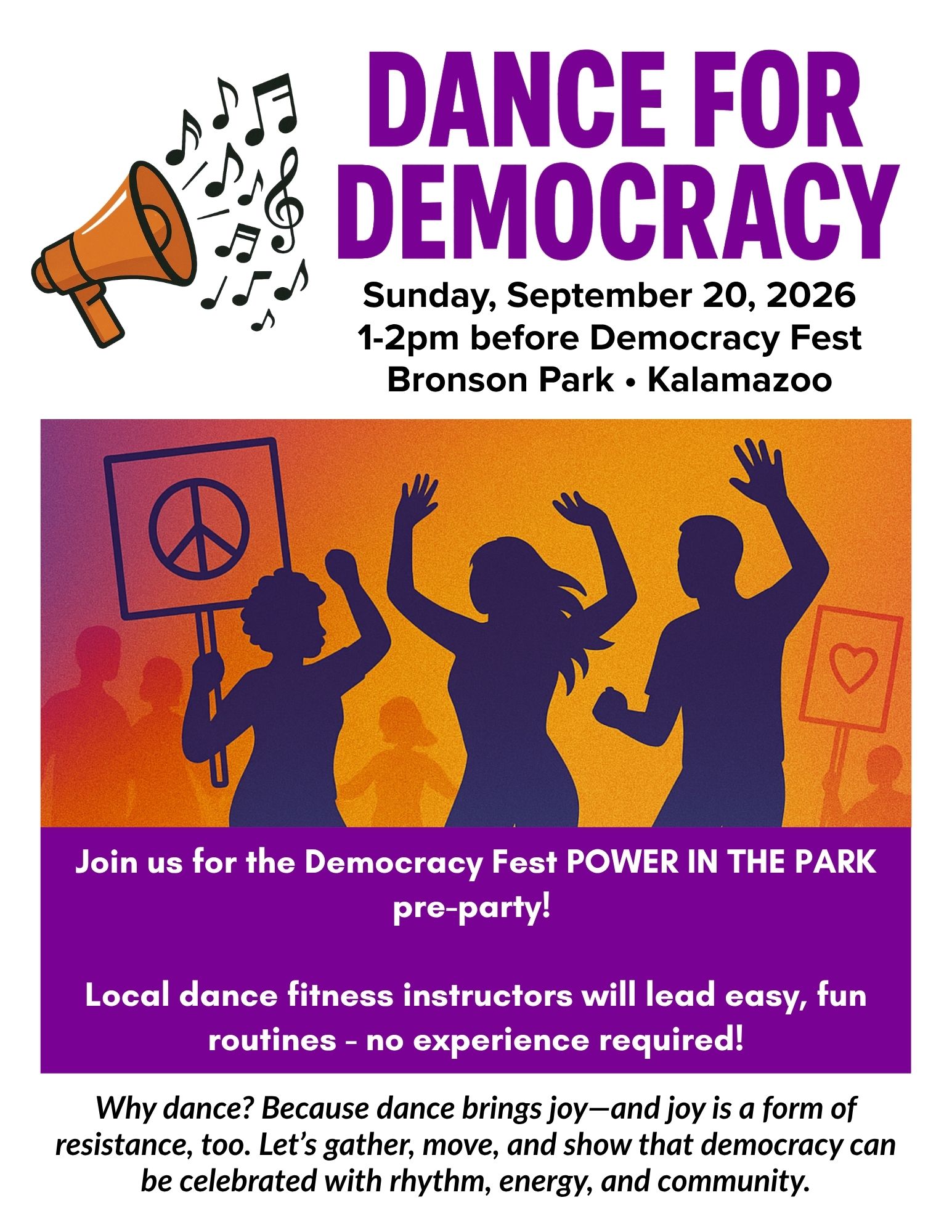 Dance for Democracy event flyer